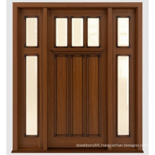 Traditional Stained Front Solid Mahogany Wooden Doors Design with Glass